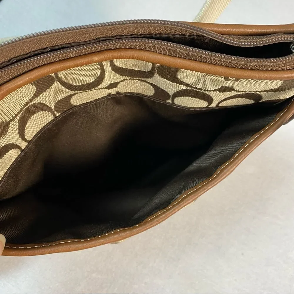 Coach Signature Soho Jacquard Swingpack Pleated Leather Trim Classic